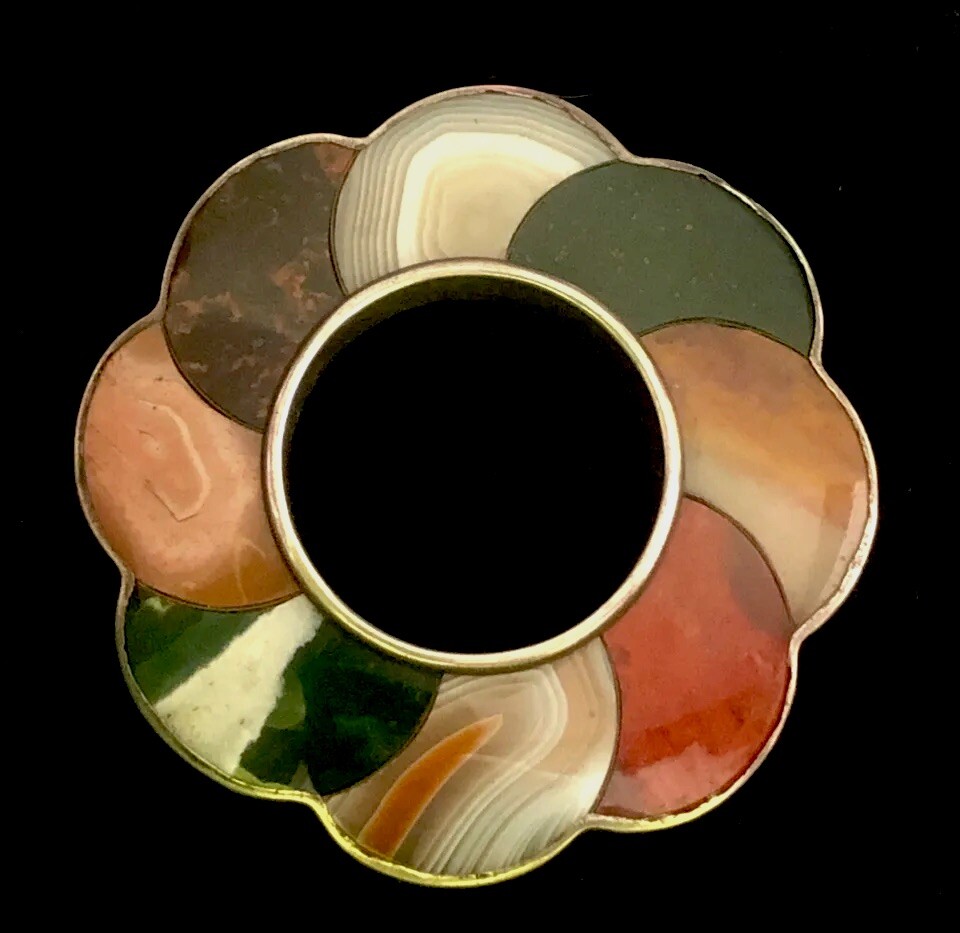 Victorian Scottish Bloodstone Agate Sterling Silver Brooch Pin 2”