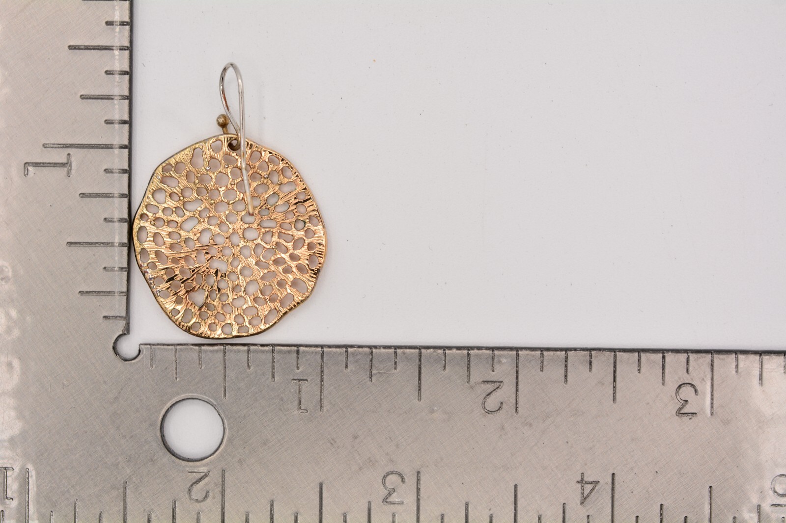 Vintage Dangle Earrings Hook Round Gold Tone Drop Y2K 2000s Bin7