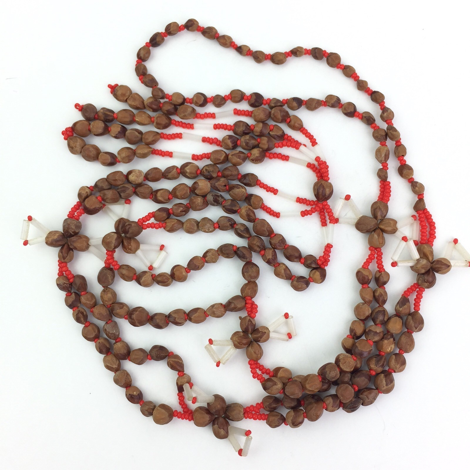 Vintage Seed Bead Y Drop Necklace Tassel Fringe Ethnic Tribal Boho Layering 40″