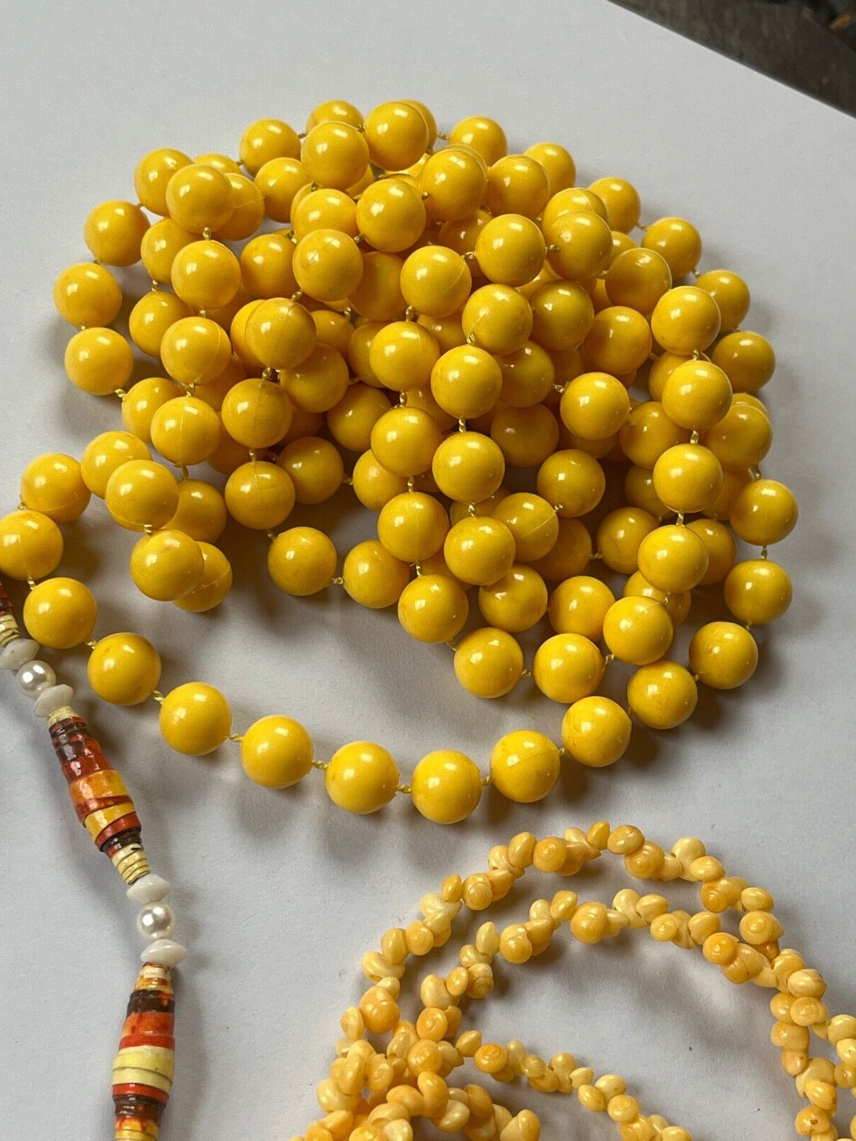 Vintage Lot of Solid Round Sunny Yellow Plastic & Tiny Faux Popcorn Plastic &