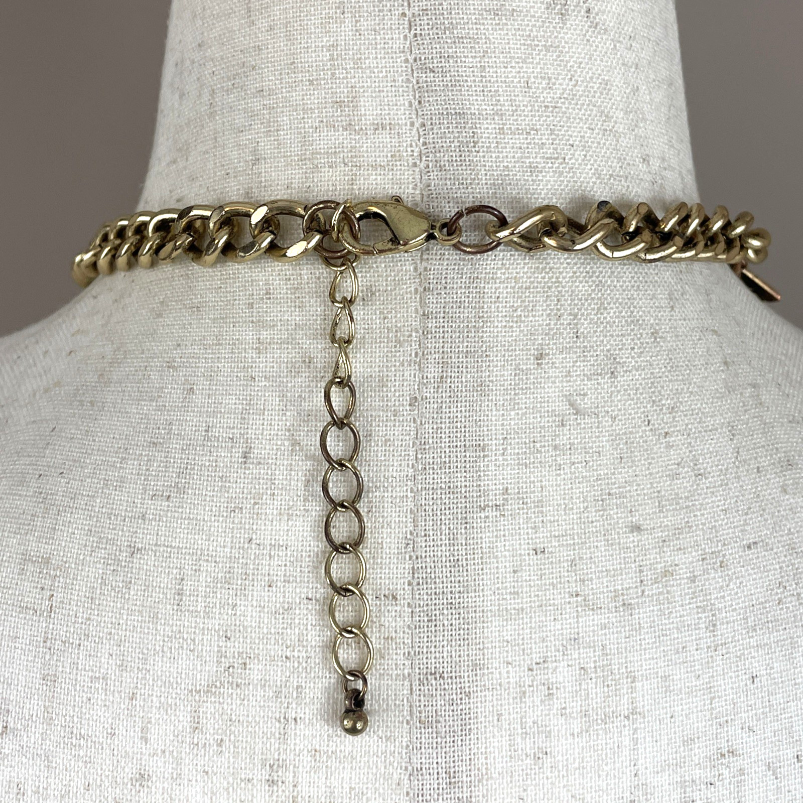 Vintage Egyptian Style Five Strand Bronze-Tone Fringe Layered Necklace 18″