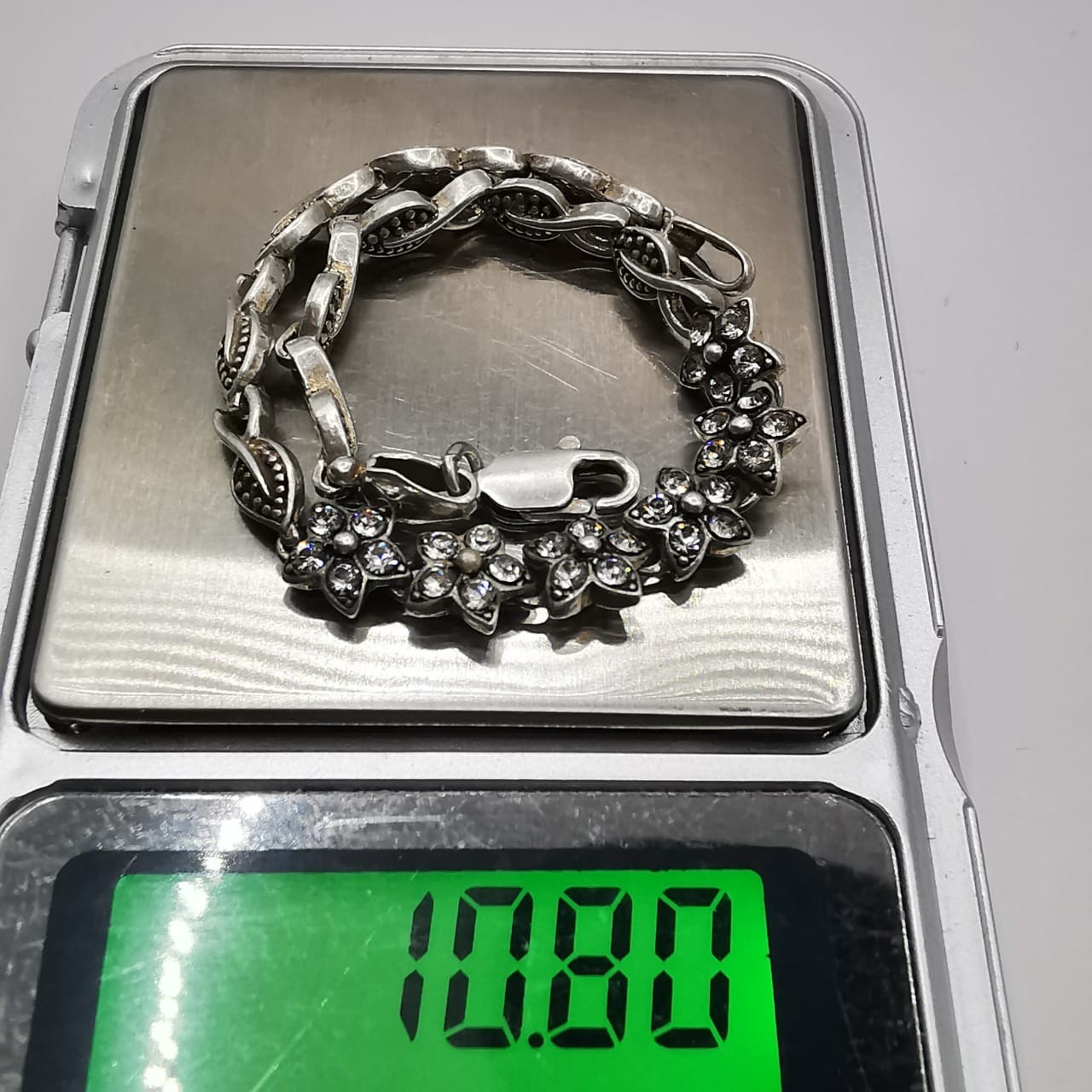 Vintage Beautiful Bracelet Jewelry,925 Sterling Silver, Handmade,Zircon, 10,80g