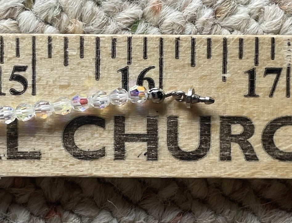 Vintage Aurora Borealis AB Faceted Crystal Glass Bead Necklace 16″ Iridescent