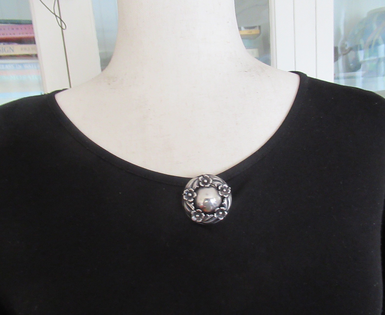 VINTAGE STERLING DENMARK N E FROM DENMARK DRESS CLIP , 1 3/8 INCHES, 12 GRAMS