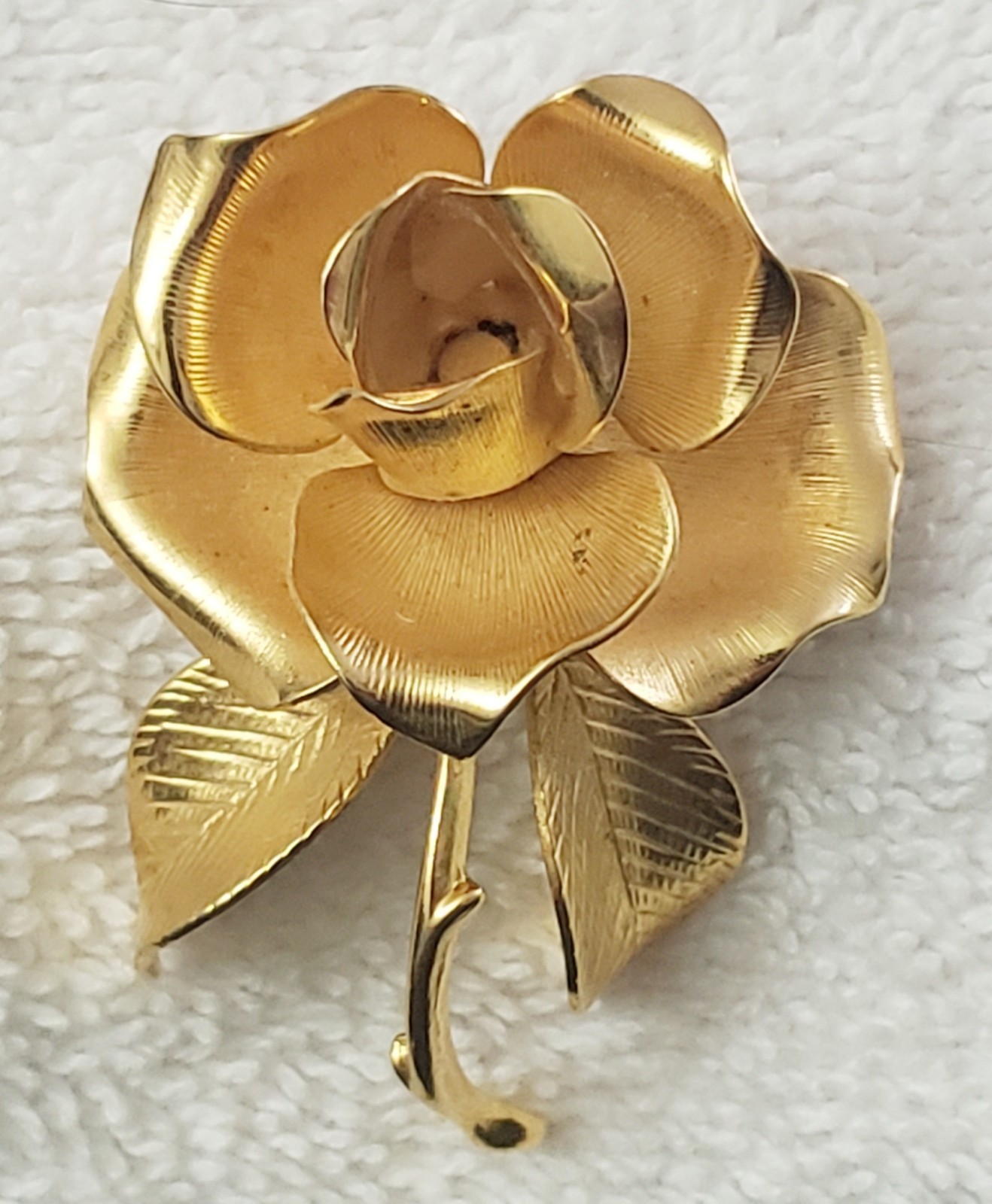 Vintage Cerrito 22kt Yellow Gold Plated Tone Rose Flower Brooch Pin, Signed