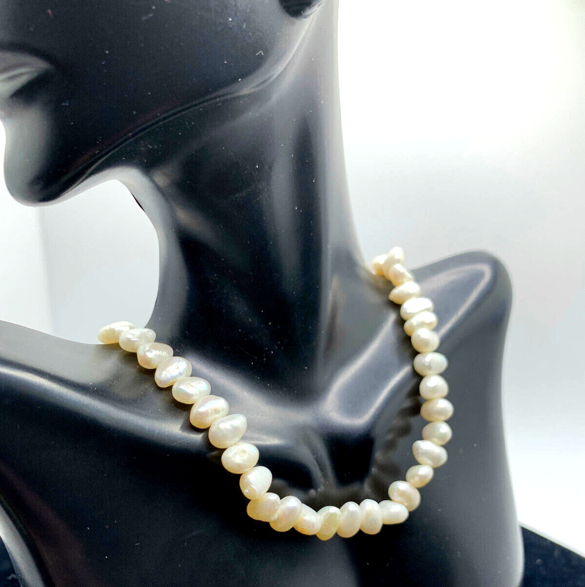Vintage Single Strand Baroque Freshwater Pearl Necklace 60s 70s White MCM