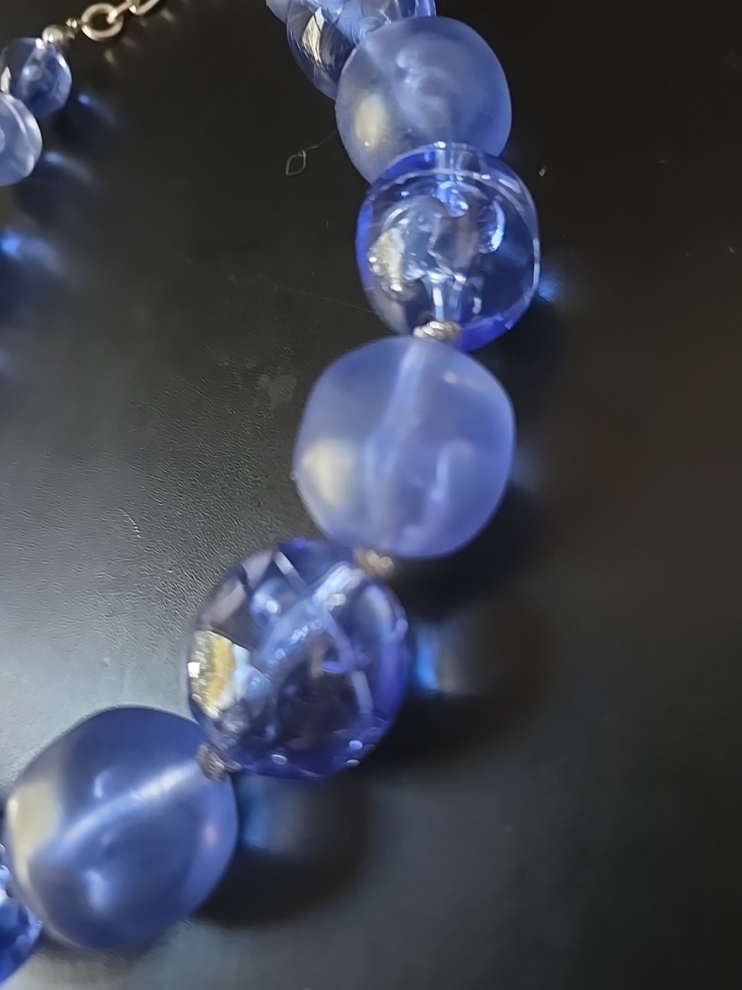 Givenchy Bold Chunky Blue Lucite Glass-Like Balls Beaded Necklace Choker 20″