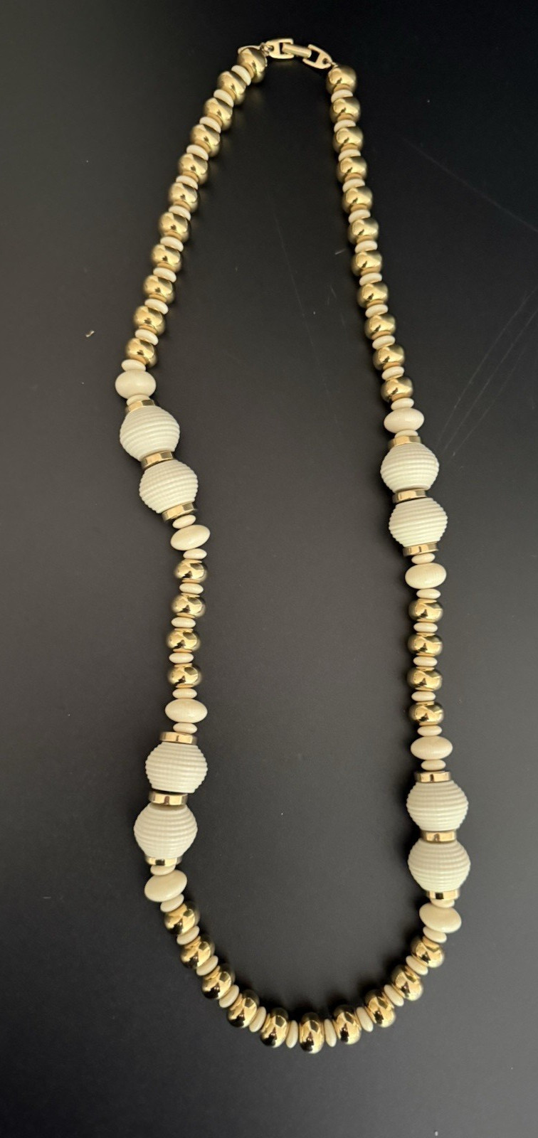 Vintage Napier Gold Ivory Beads Necklace 28″