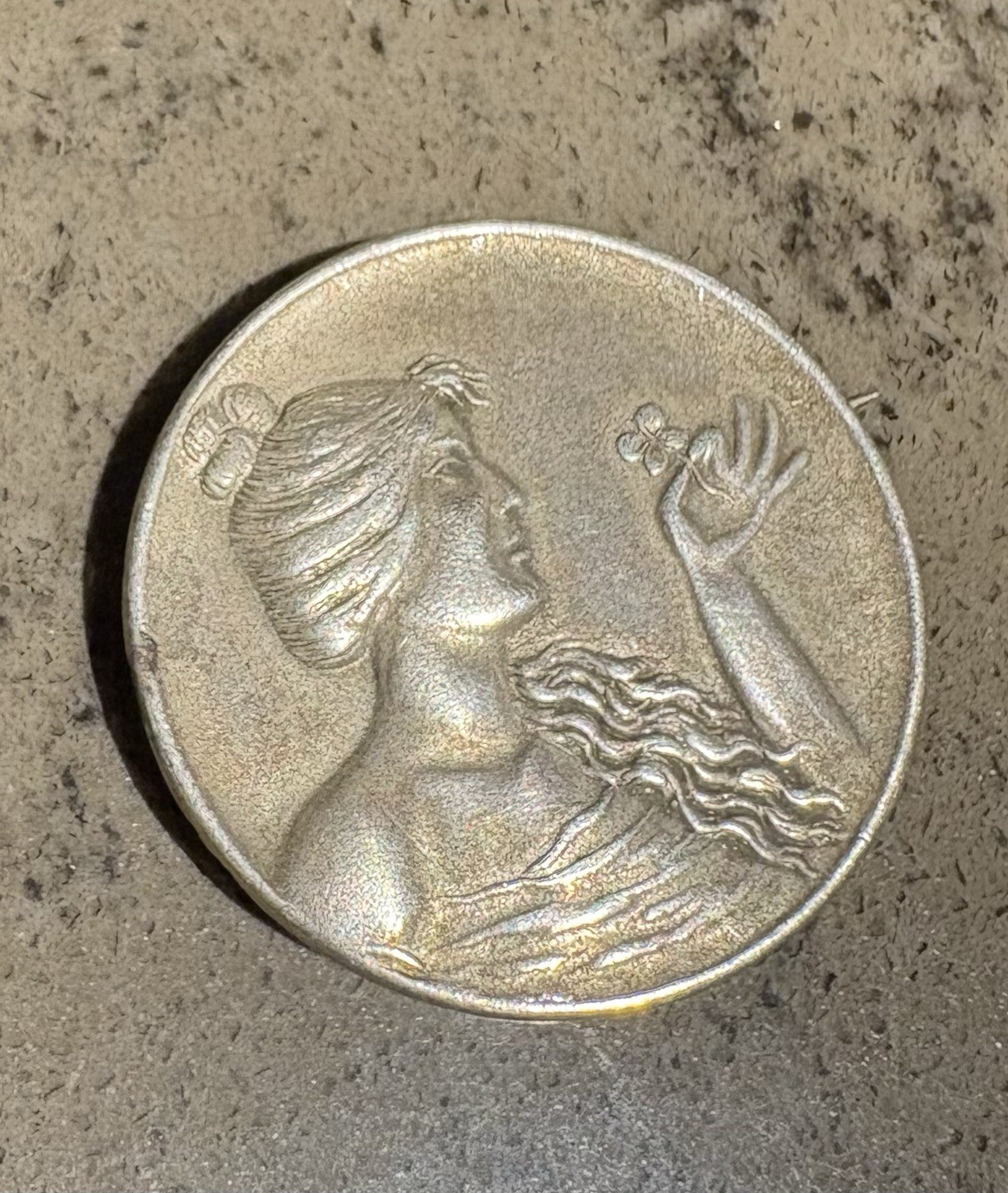 Antique Art Nouveau Sterling medal brooch