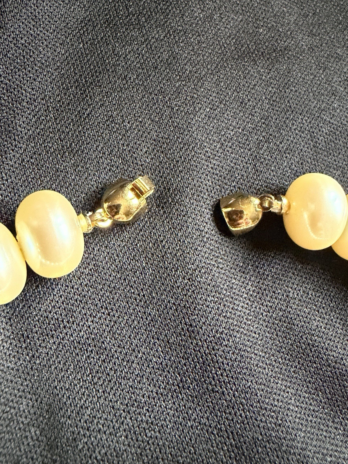 Monet Signed Vintage Faux Pearl Necklace Oval Baroque Gold Spacers 16.5 in