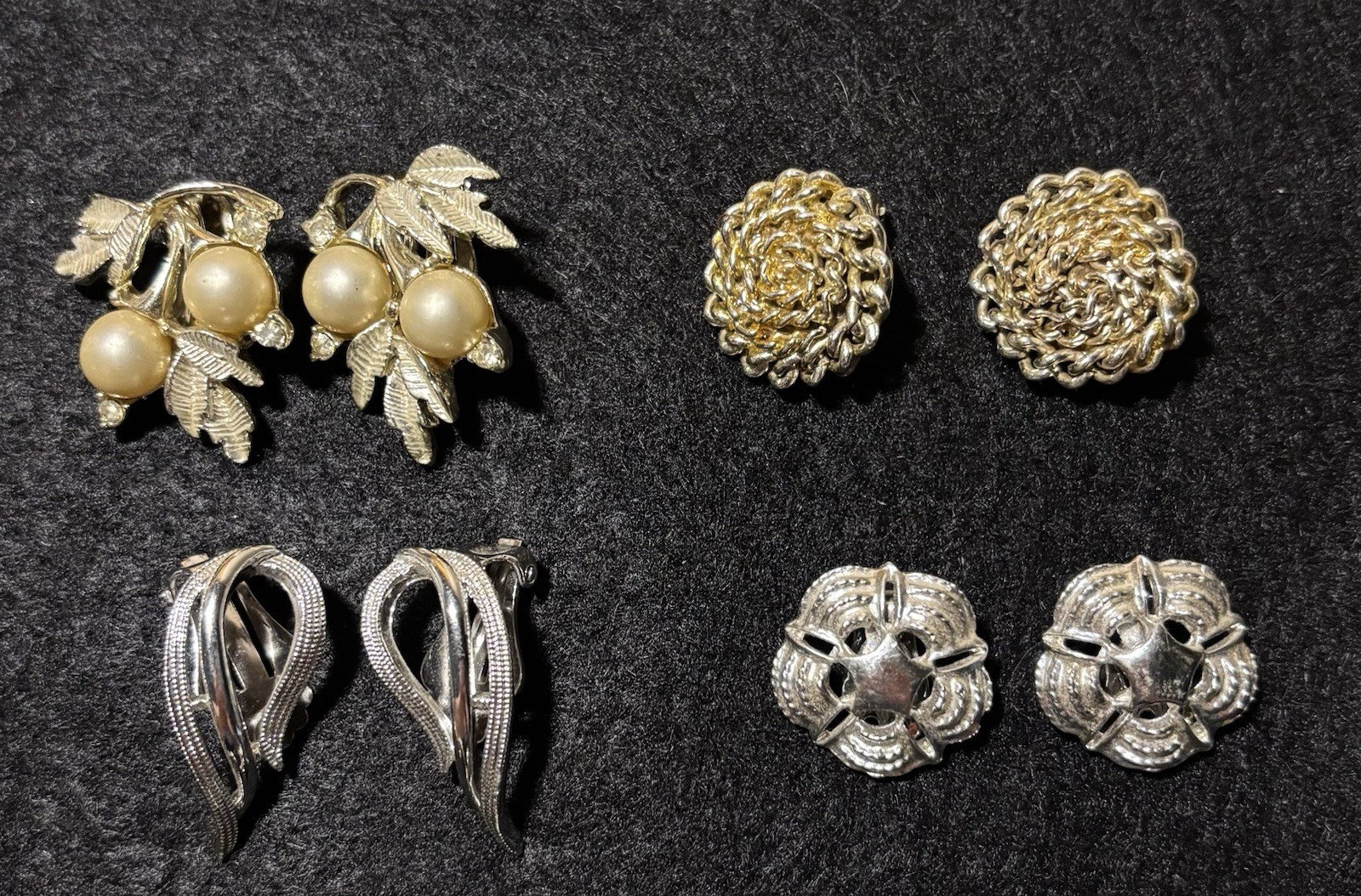 Vintage 1950s- 1980s Earrings Lot Silver Tone 16 Complete Pairs Wear Resell