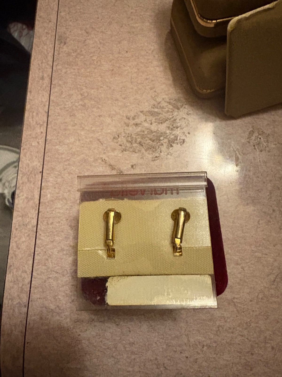 Vtg Marvella Clip on Earrings Soft Pink Cabochon & Gold Tone Oval 1980’s
