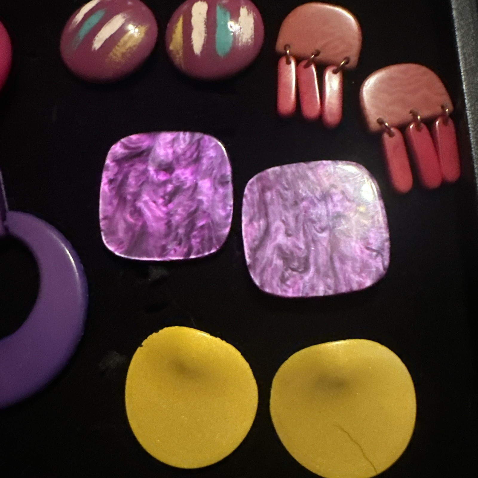 Vintage Costume Jewelry Lot Chunky Bold 80s Earrings Colorful Pop Retro Bold 1