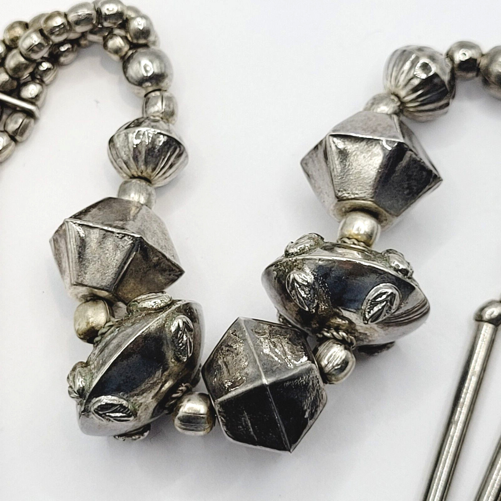 Unique Style Native Brutalist Industrial Silver Tone Metal Vtg Necklace 29 Inch