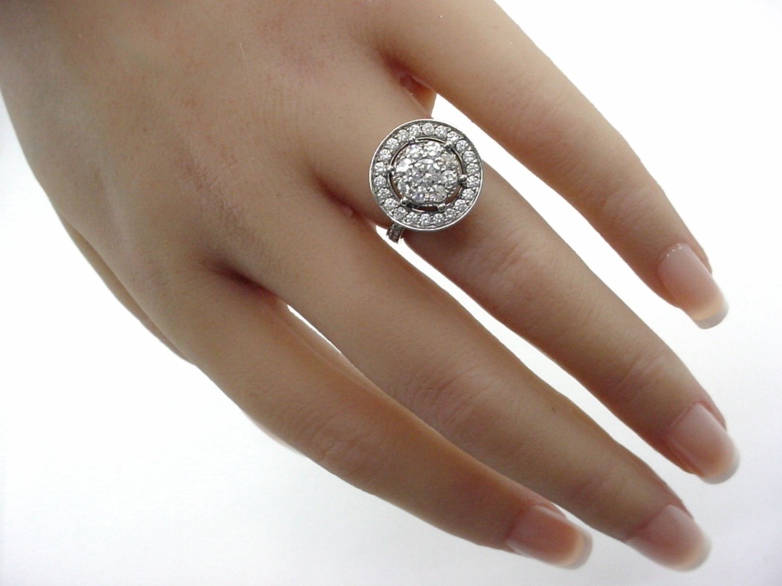 Whimsical 1.53 Ct Diamond “Steering Wheel” 14K White Gold Cocktail Ring
