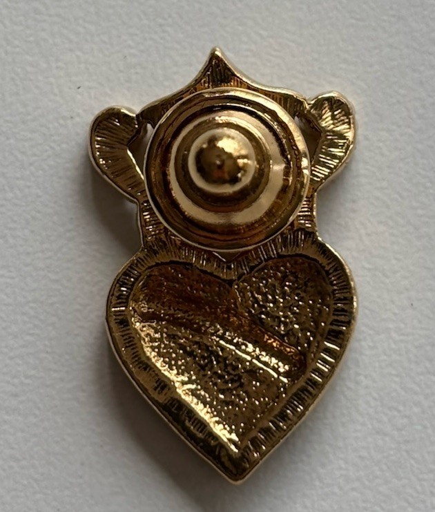 1994 Avon Gold Red Enamel Crown Heart Mothers Day Pin Brooch orig box Set of 2
