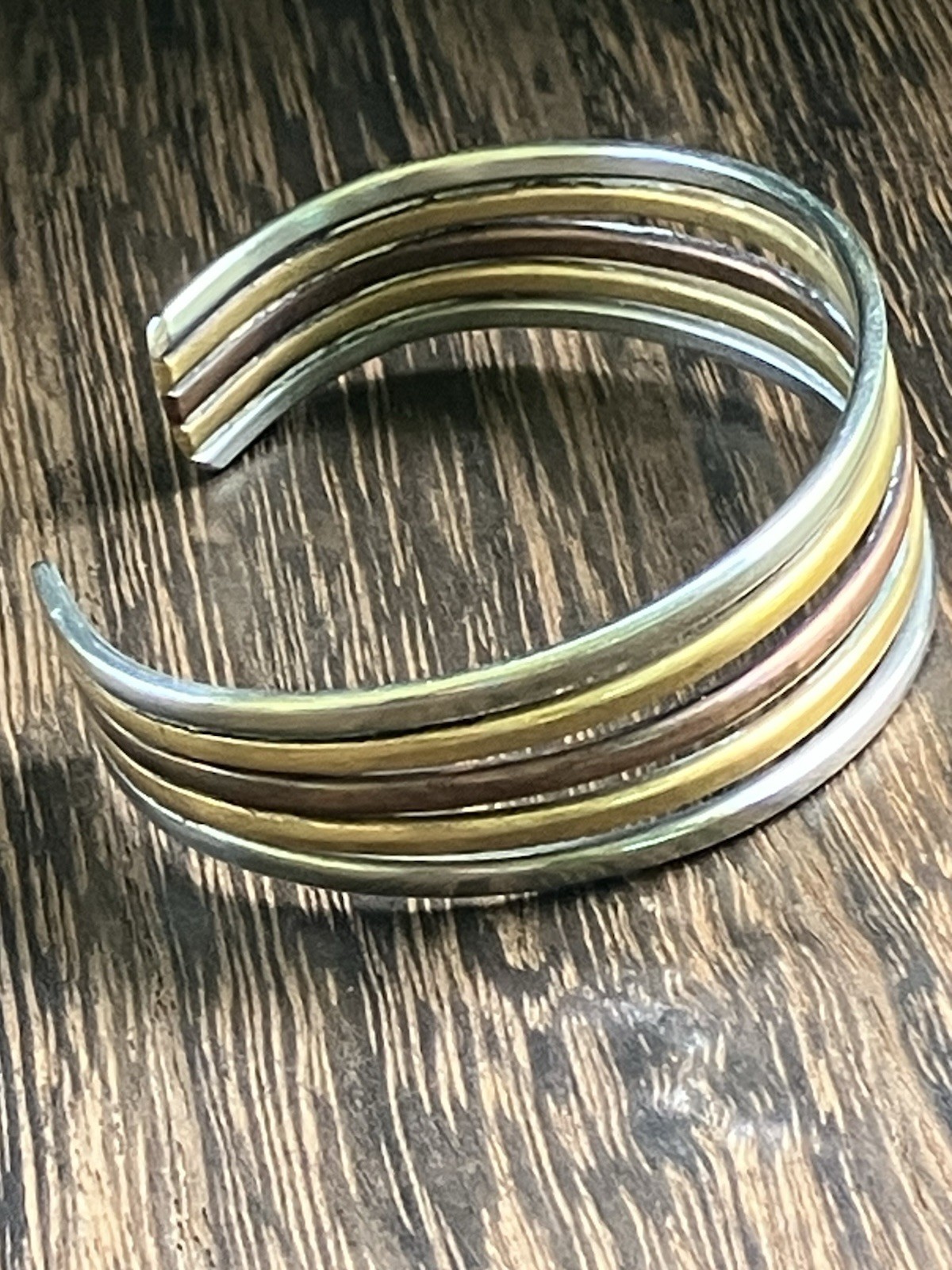 VTG Sergio Lub copper brass silver Cuff bracelet statement Modernist McM retro