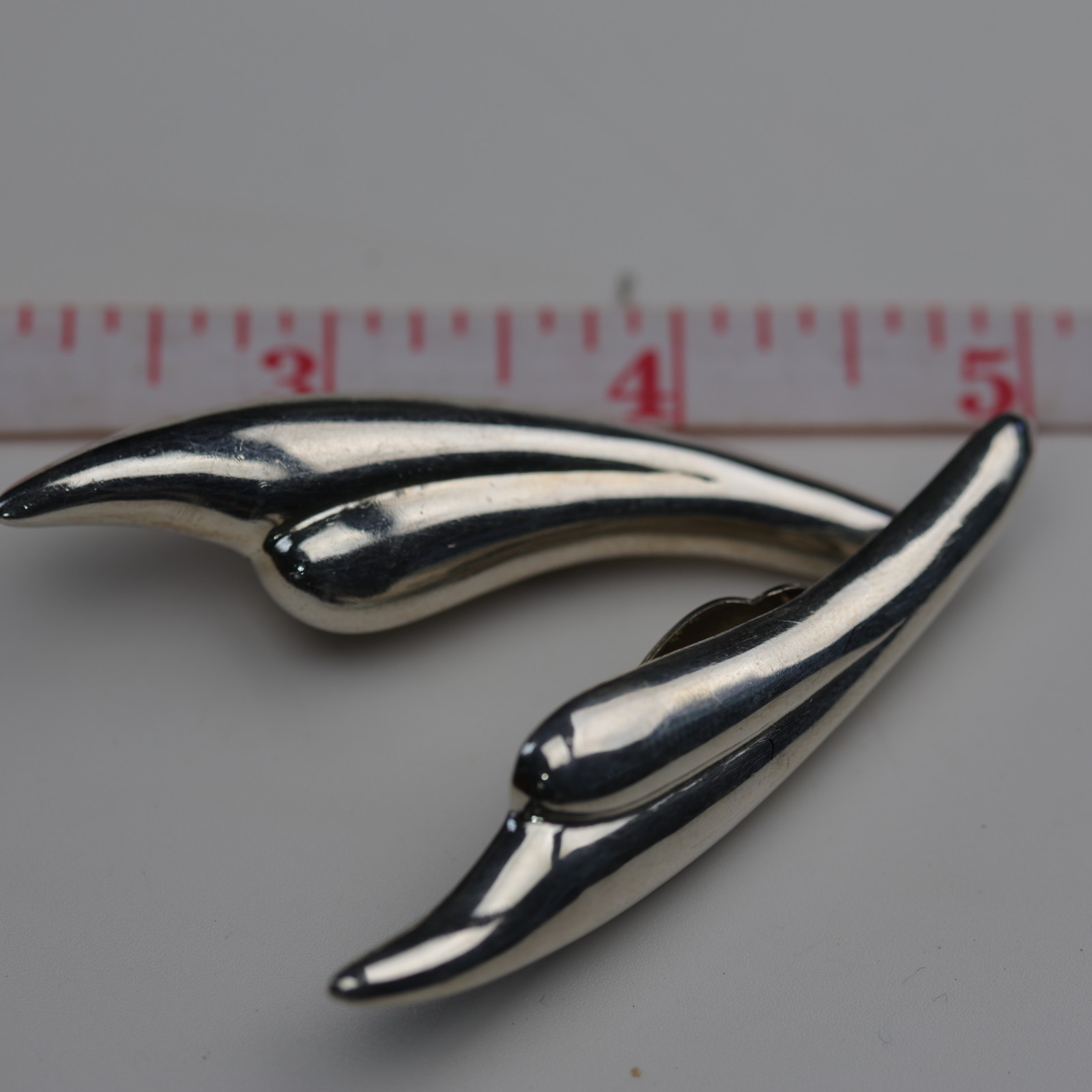 Wing Design Heavy Clip on Earrings Sterling Silver
