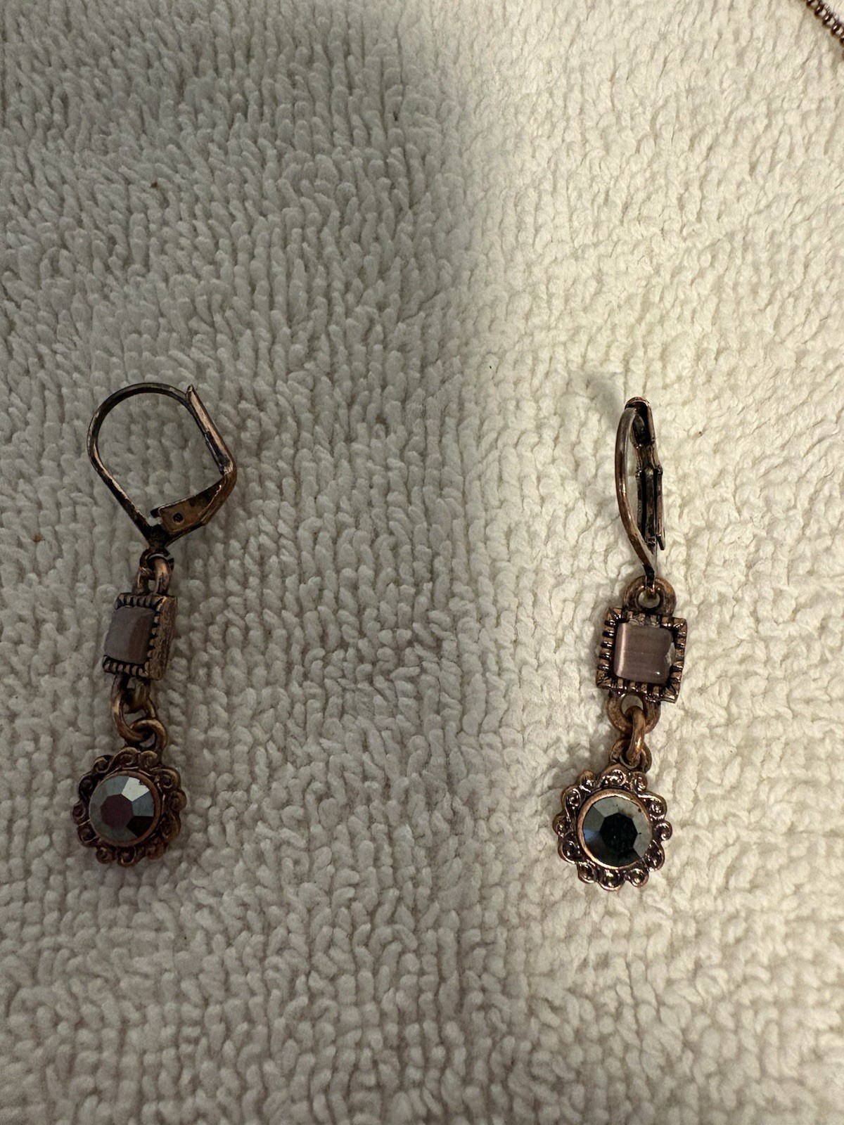 Vtg Lia Sophia Demure Coppertone Necklace & Earring Set