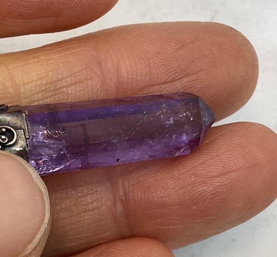 Vintage Sterling Silver Amethyst Rock Crystal Pendant