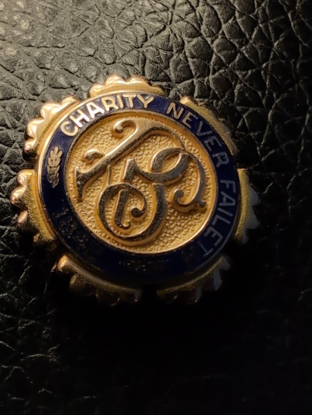 Gold Filled LDS Mormon Relief Society Charity Never Faileth Lapel Pin 1/10 12k
