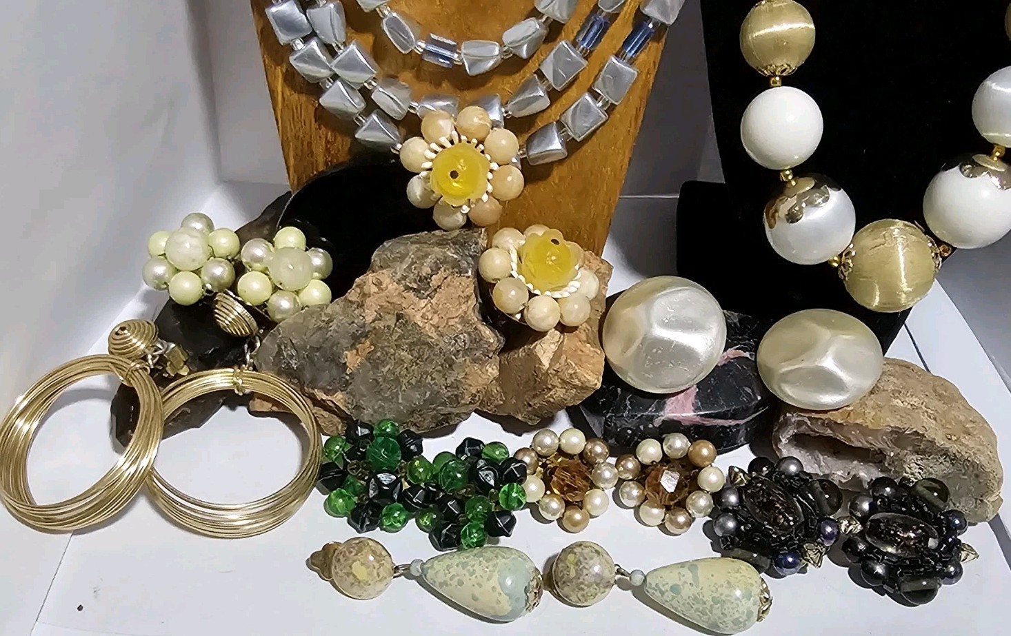 Japan Austria West Germany Glass Plastic Beaded Huge Lot Necklace Earrings