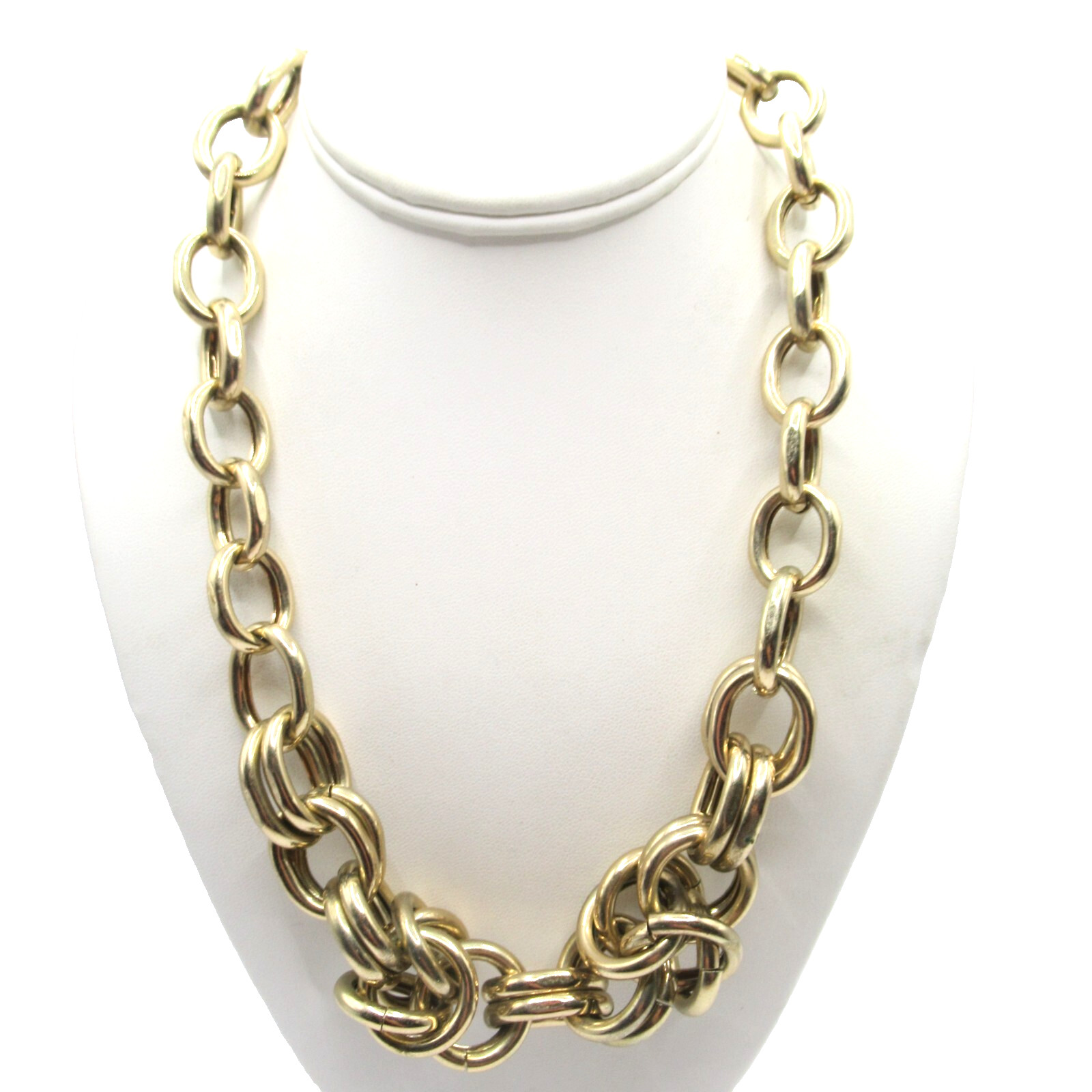 Gold Tone Metal Vintage Bold Links Chunky Loop Necklace