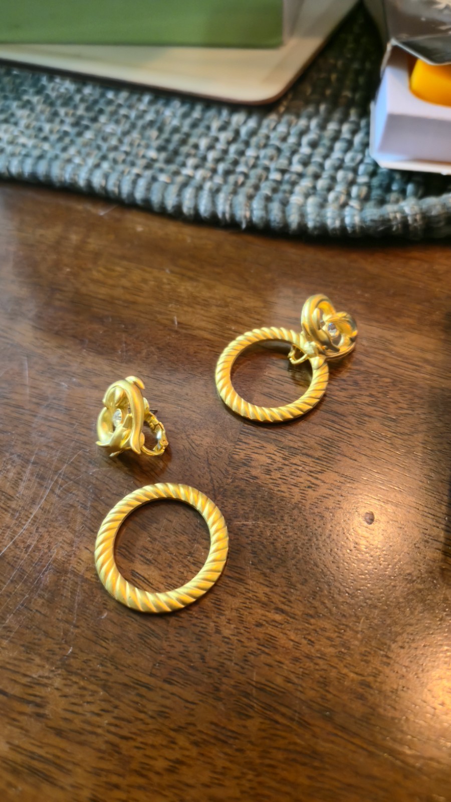 Luminess Princess House Door Knocker Earrings Gold Dolphin Heart Crystal Vintage