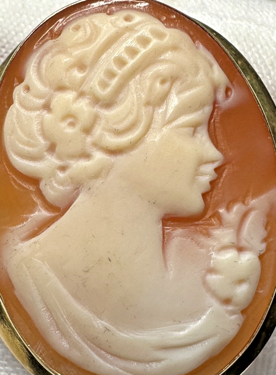 VINTAGE GOLD PLATED STERLING CAMEO CONVERTIBLE BROOCH PENDANT N751