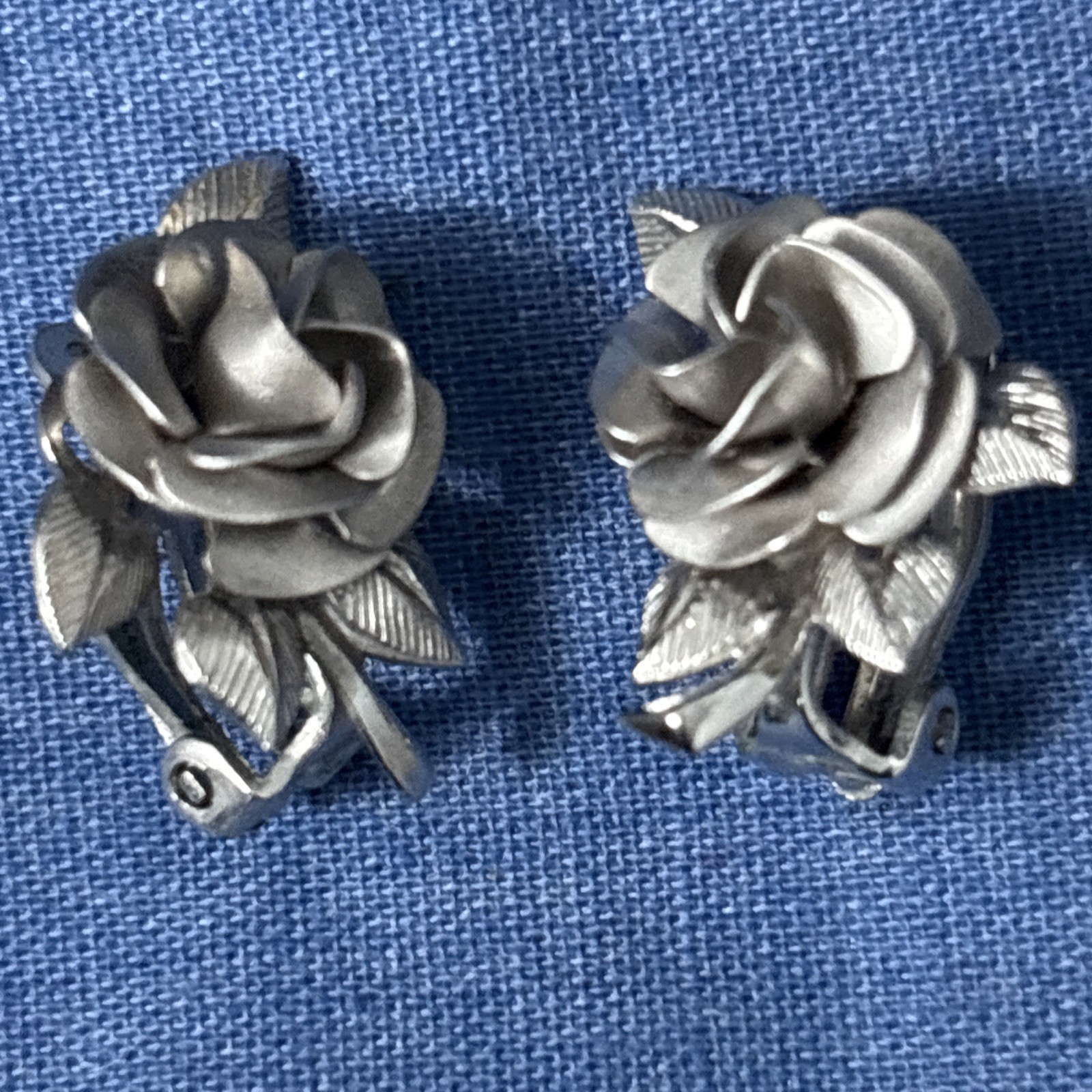 Vintage Sterling Silver AC Necklace Earring Brooch Set Flowers Dimi Parur Sign