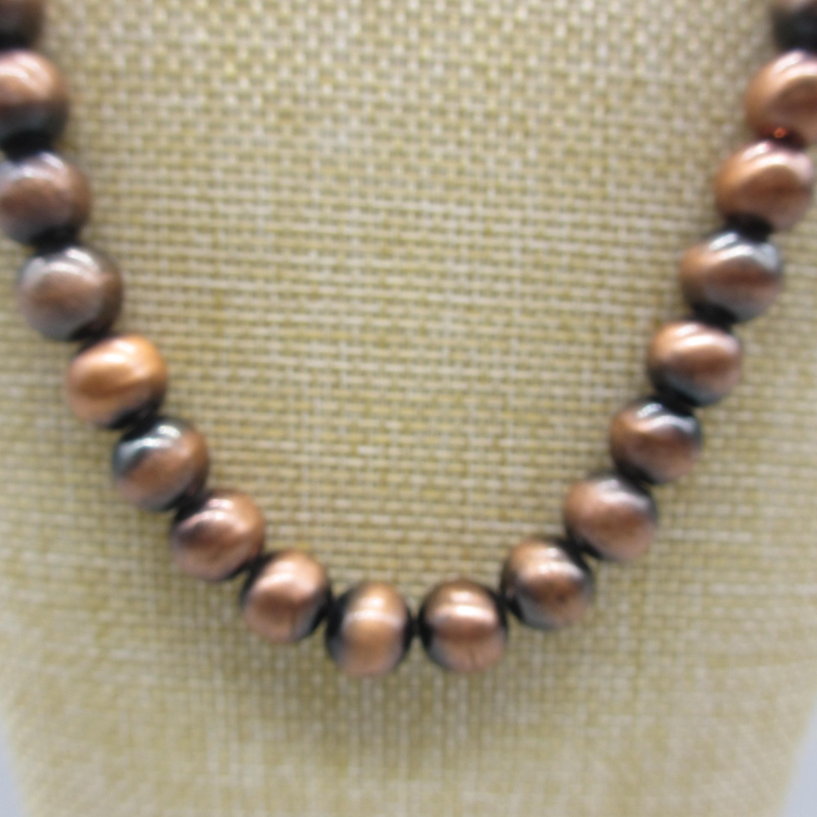 Vintage Beaded Necklace Copper Tone Ombre Metallic Look 23 Inch