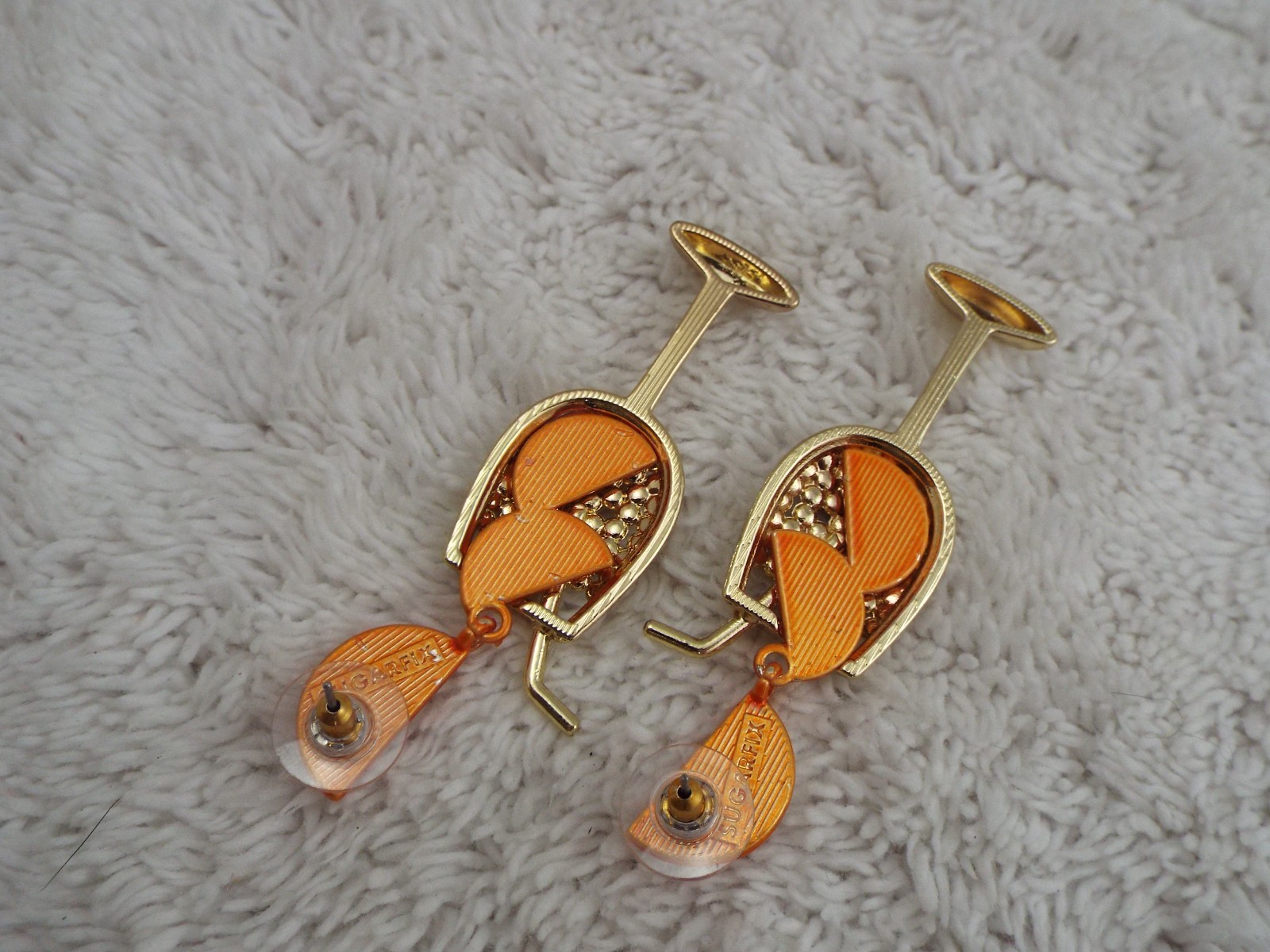 SUGARFIX Goldtone Orange Slice Cocktail Glass Pierced Earrings (J50)