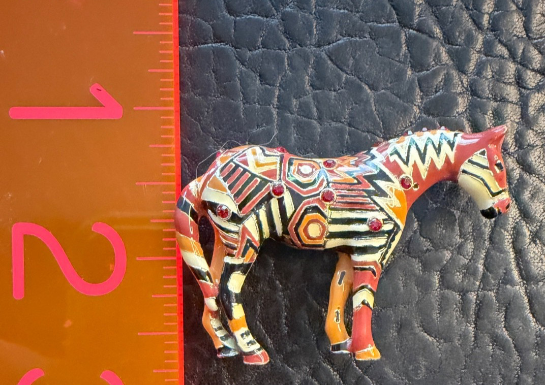Vintage TOPP Trail of Painted Ponies Navajo Pony Enamel Horse Brooch Pendant Pin
