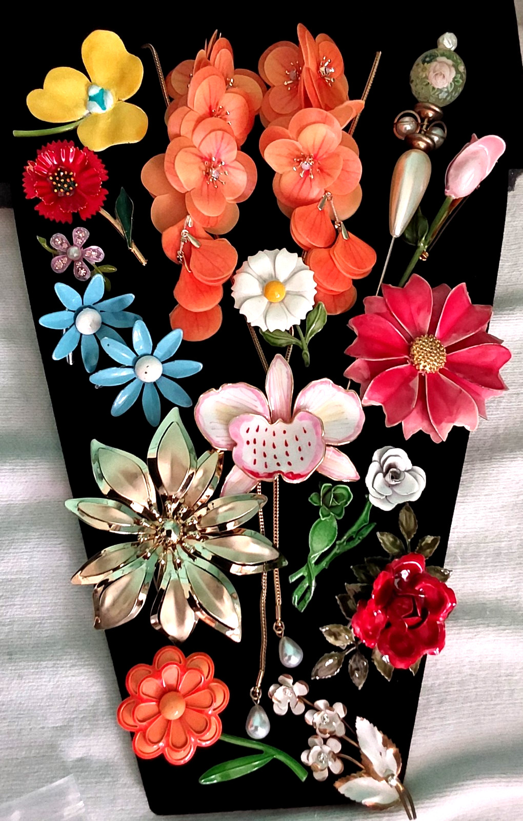 Vintage High End Flower Brooch Earring Necklace Jewelry Lot 15 pcs VGC