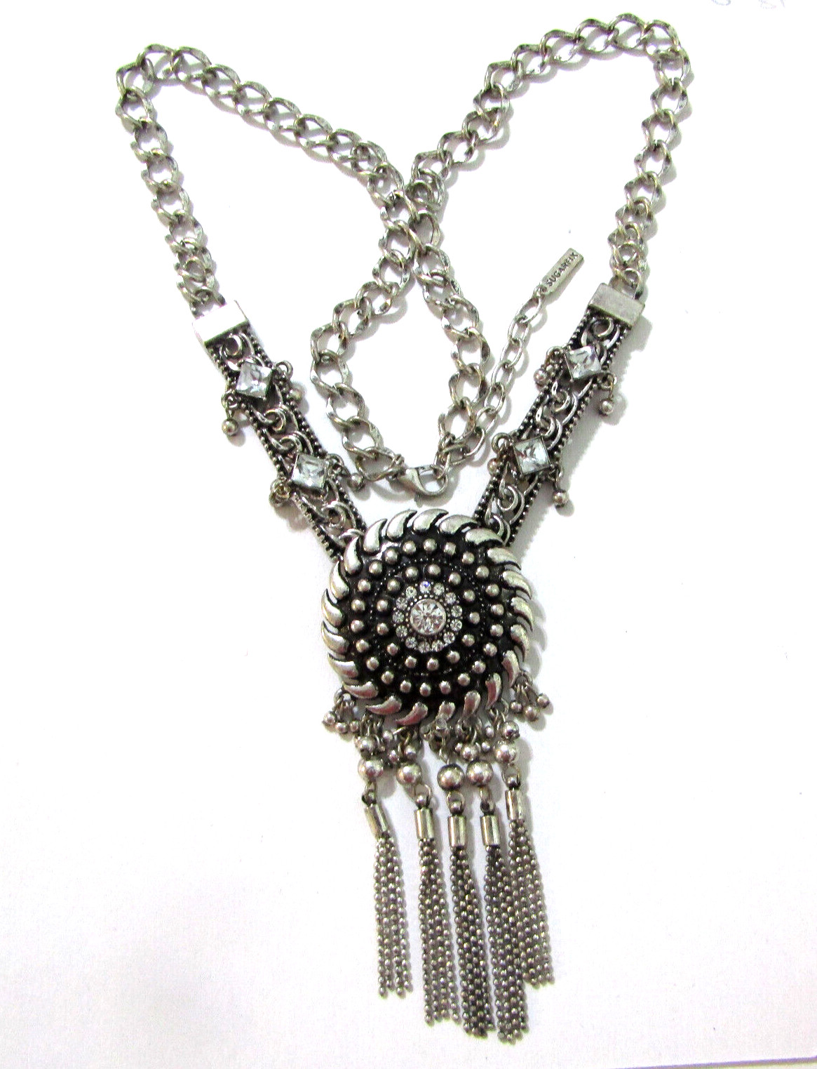 Baublebar Sugarfix Rhinesstone Tassel Pendant Necklace Silver 4*24