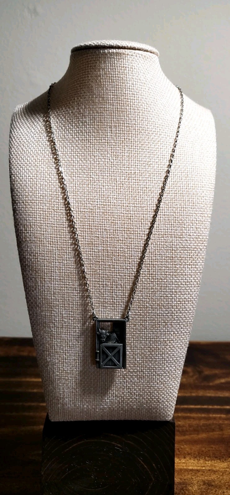 Pewter Vintage Pendant Necklace by JJ Jonette Farm Cow Articulated 20″