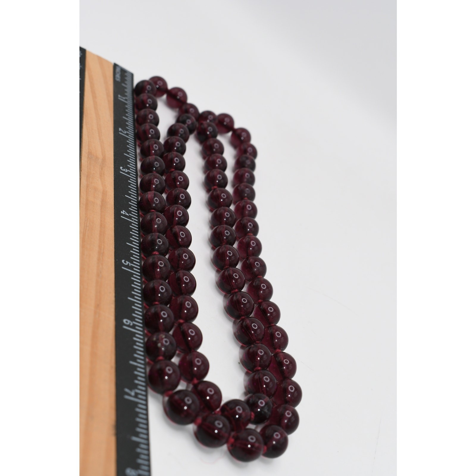 Vintage Purple Glass Bead Necklace Hand Knotted 30” No Clasp Long Strand