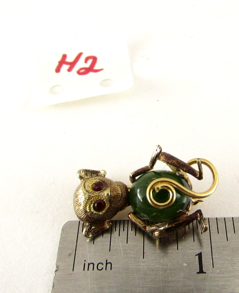 Vintage Estate AC Sterling Silver & Nephrite Jade Brooch Pin Monkey 1”