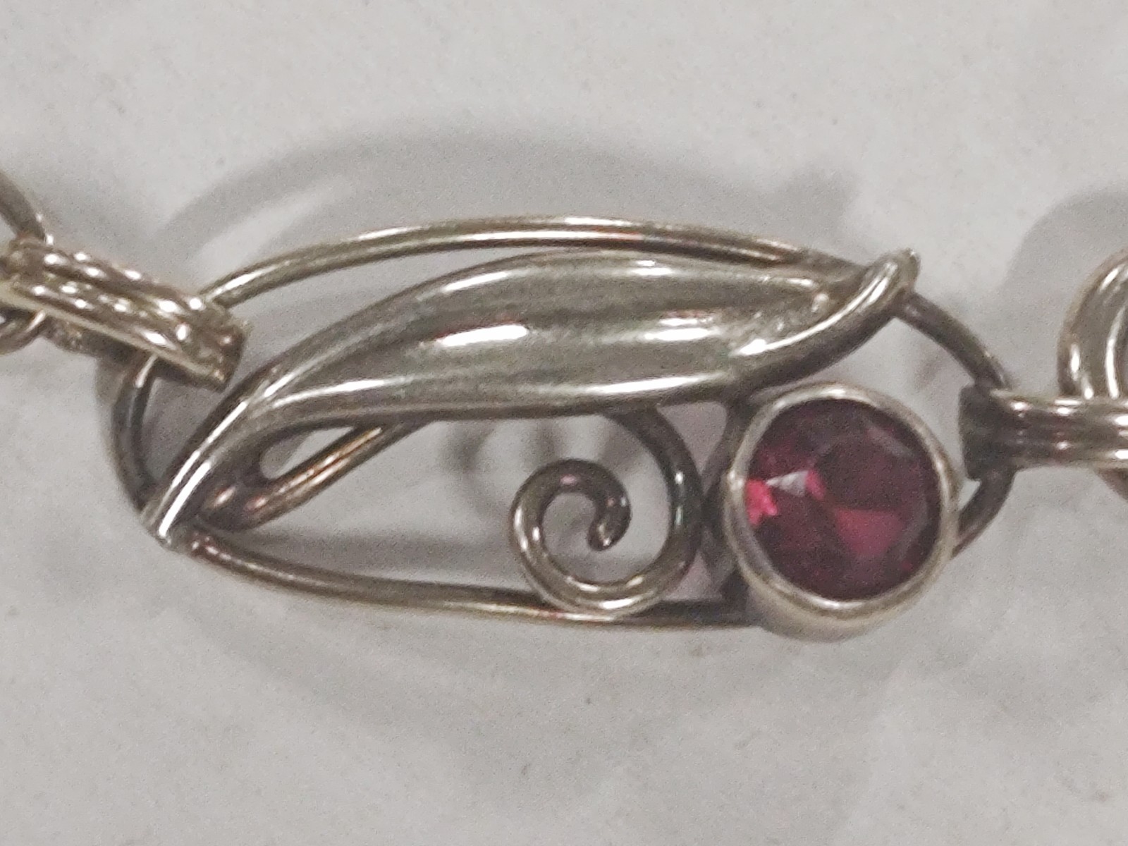 Vintage Carl Art 1/20 12K Gold Filled on Silver Bracelet Red Glass Stones Mid…