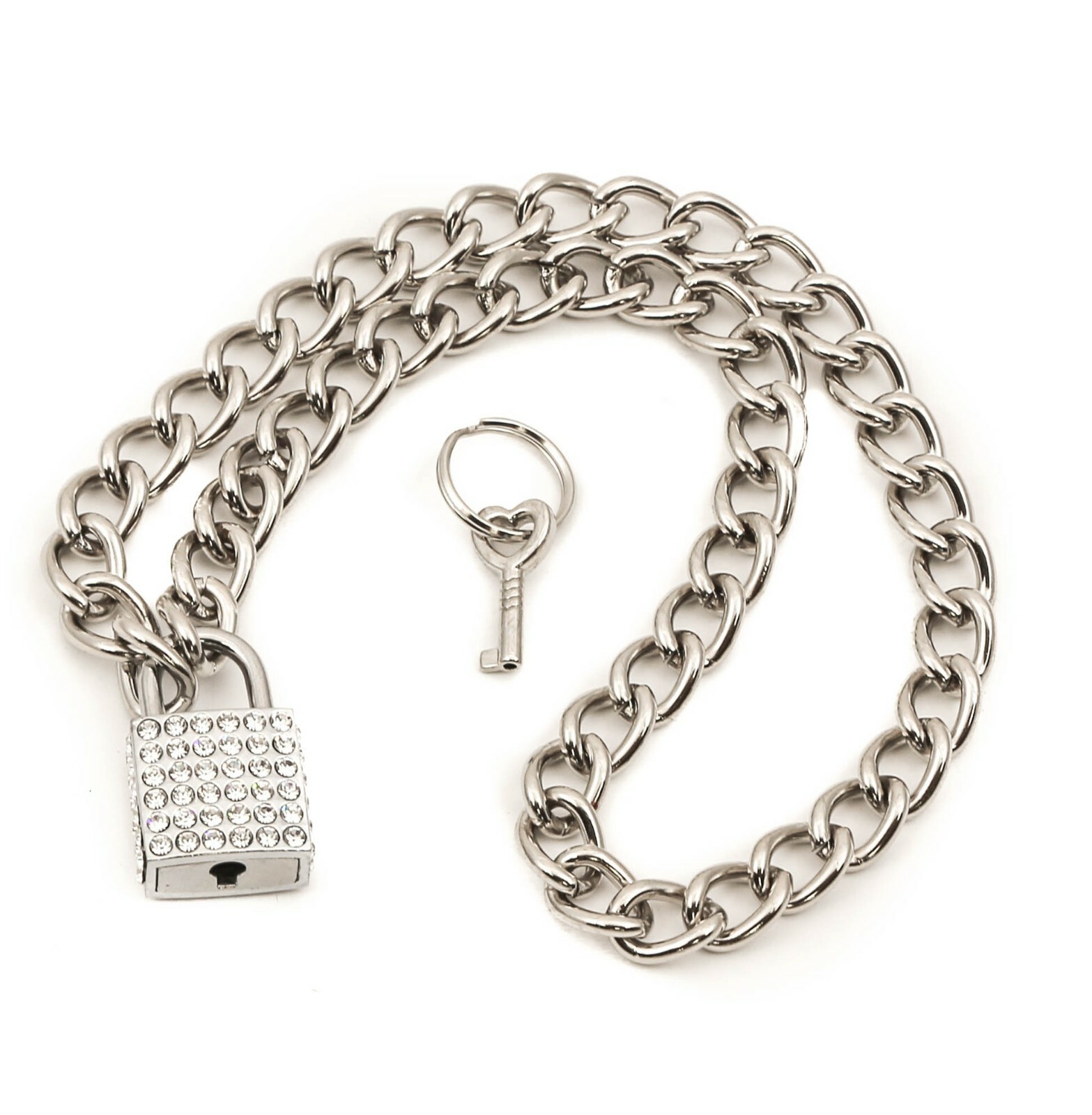 Rhinestone Padlock Sid Vicious Style Pendant Punk Goth Thrash Metal Style