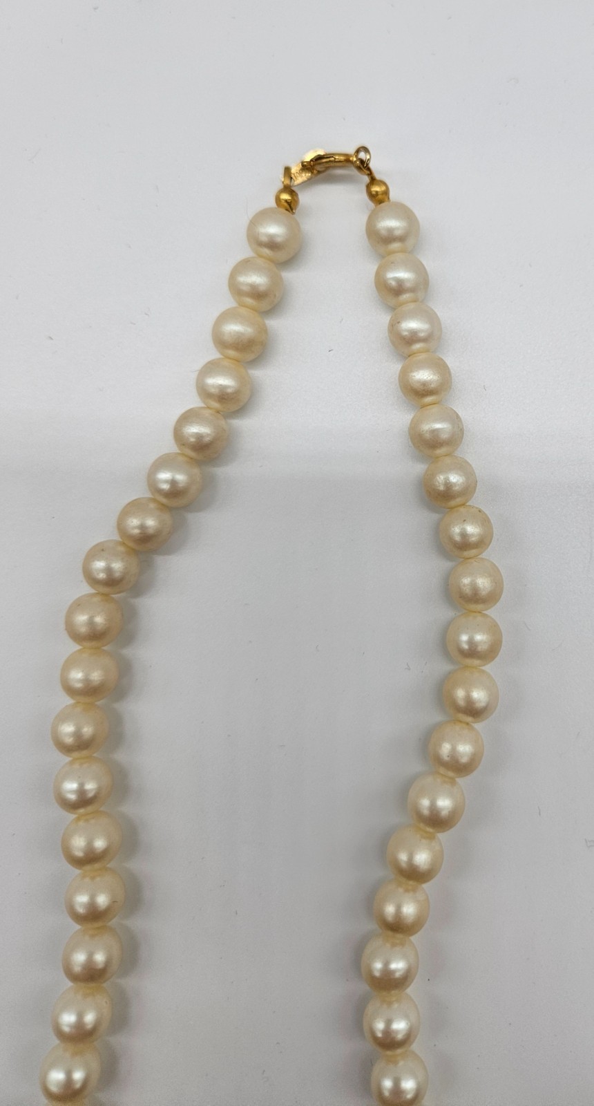 Vintage Japan Faux Pearl Painted Floral Flower Bead 26” Necklace