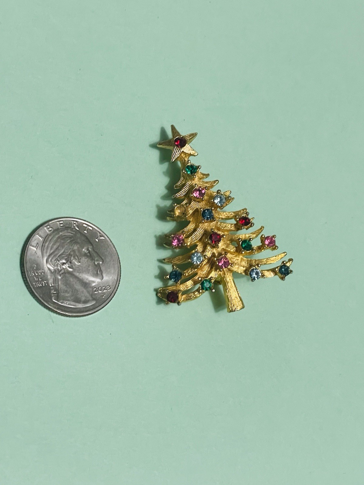 Designer Christmas Tree Pin/Brooch MyLu Colorful Rhinestones-VTG Estate Find!