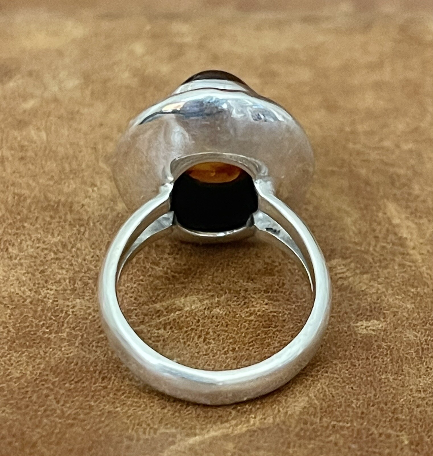 Mexican Designer Dominique Dinouart DDD Sterling Honey Amber Band Ring Size 6.25