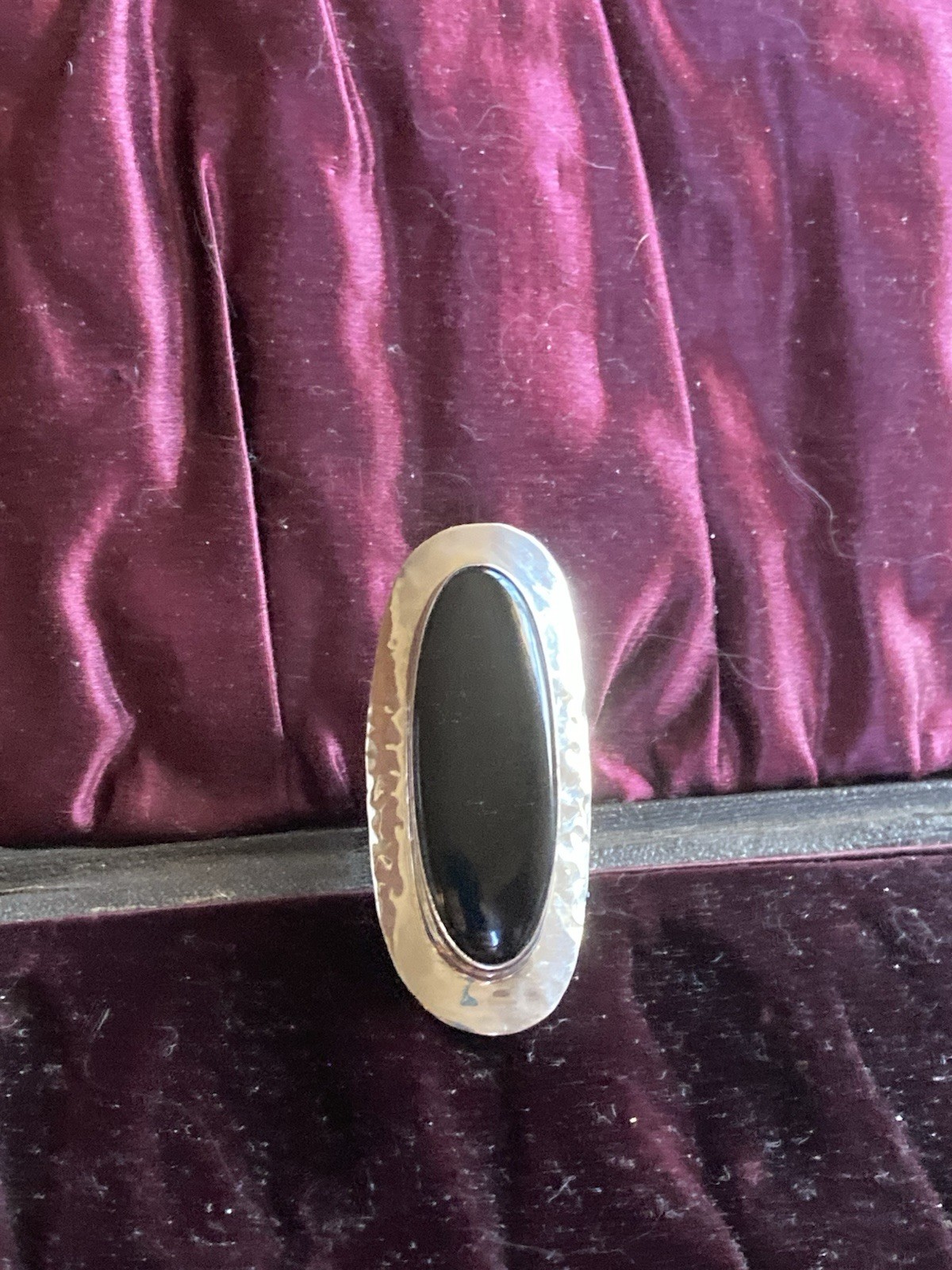 Vintage Dominique Dinouart Sterling Onyx Statement Ring 5.5
