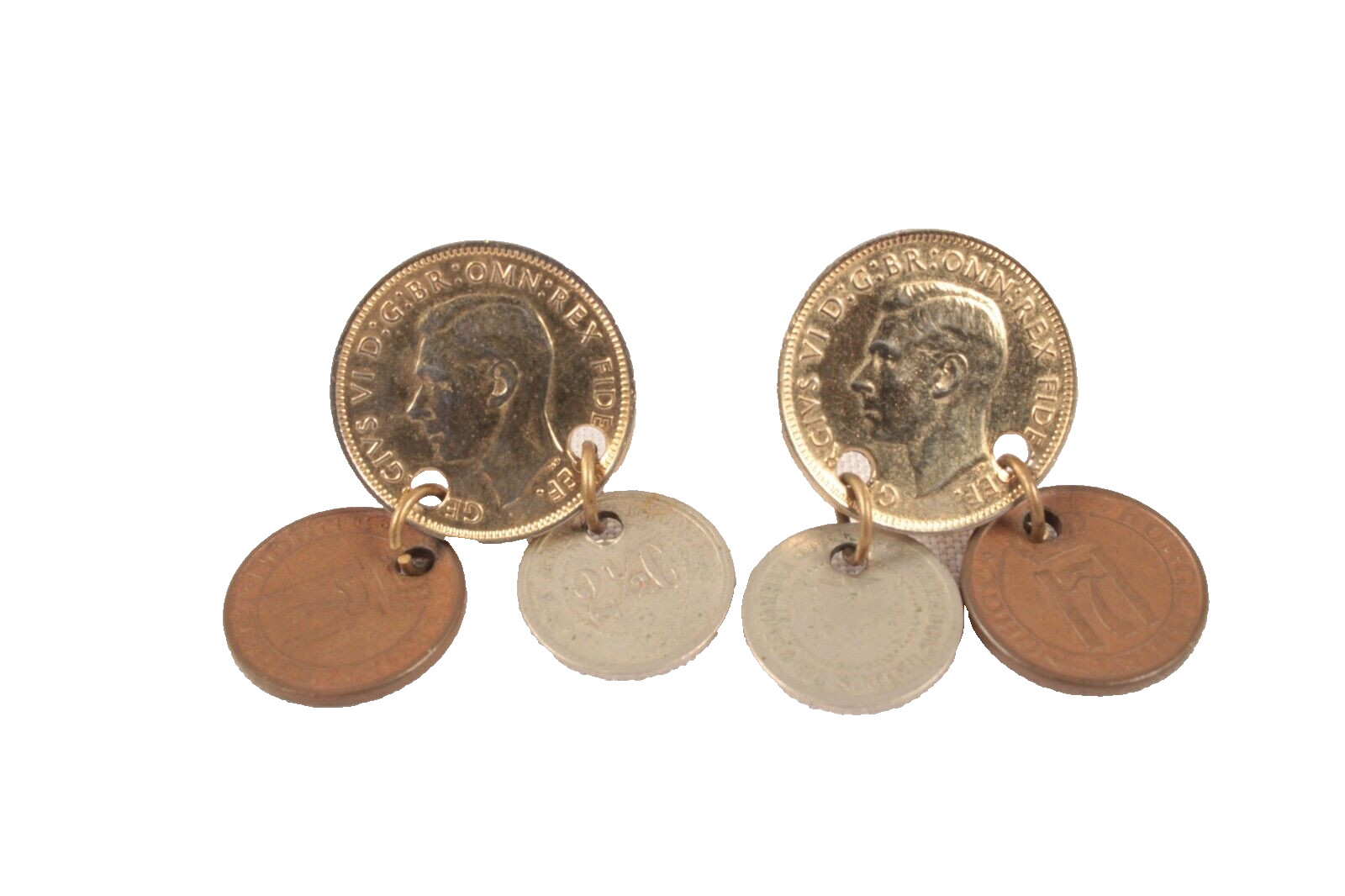 Coin Earrings Screw Backs Multi-national Real Money 1881-1951 Belly Dancer
