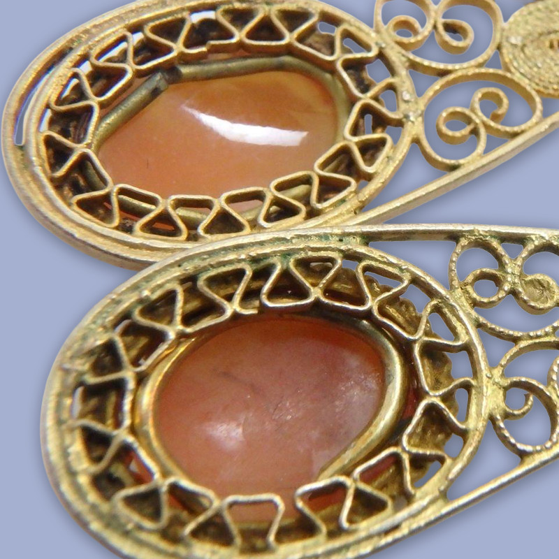 835 Silver Antique/Vintage Italian Carved Shell Cameo Earrings