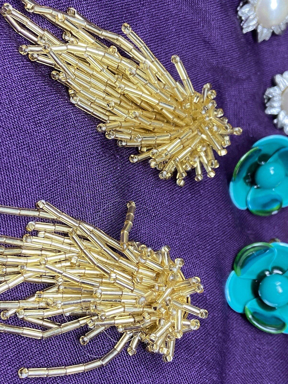 Vintage lot of 5 Gold Tone Clip on Earrings 60’s 70’s 80’s MCM MOD Estate