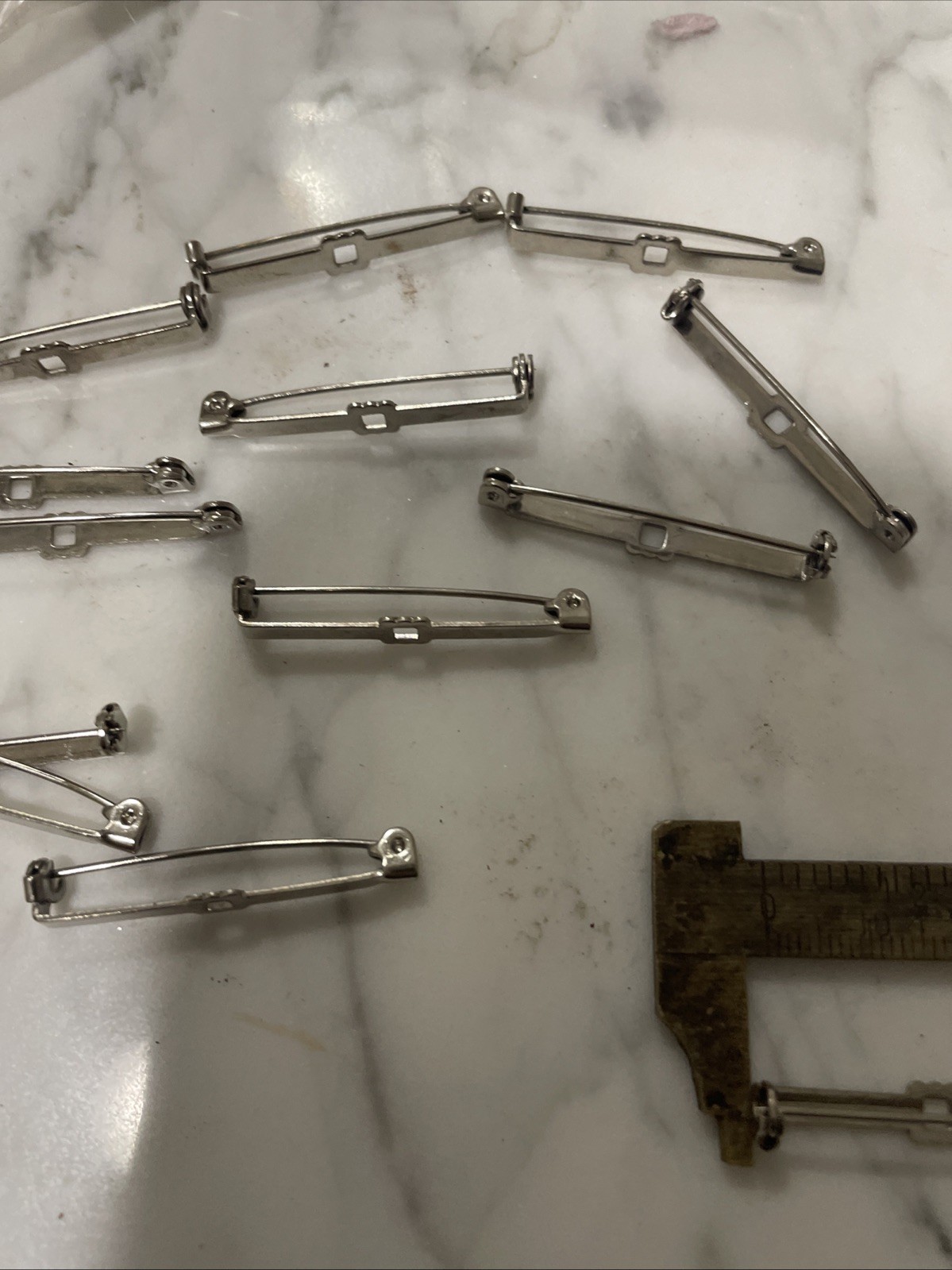 20 Vintage Silver Tone 39mm Pin Back Assembly
