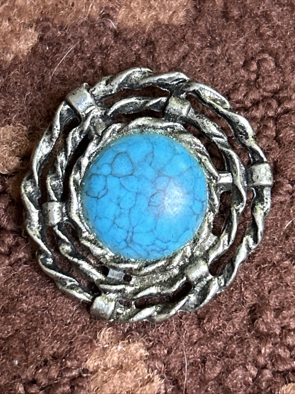 Set Of Two Turquoise Color Bolo Tie Clips (unknown stone and metal)