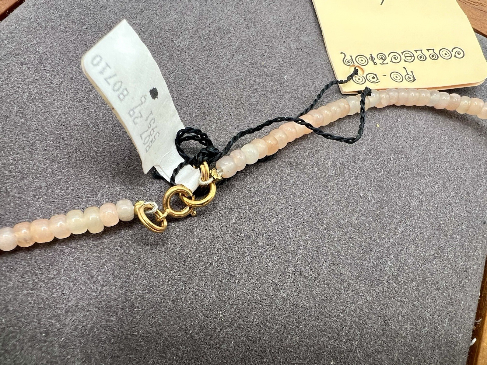 Vintage NOS Egyptian Gold MOP Peach Agate Gemstone Necklace Saks $125 RO-DO AC